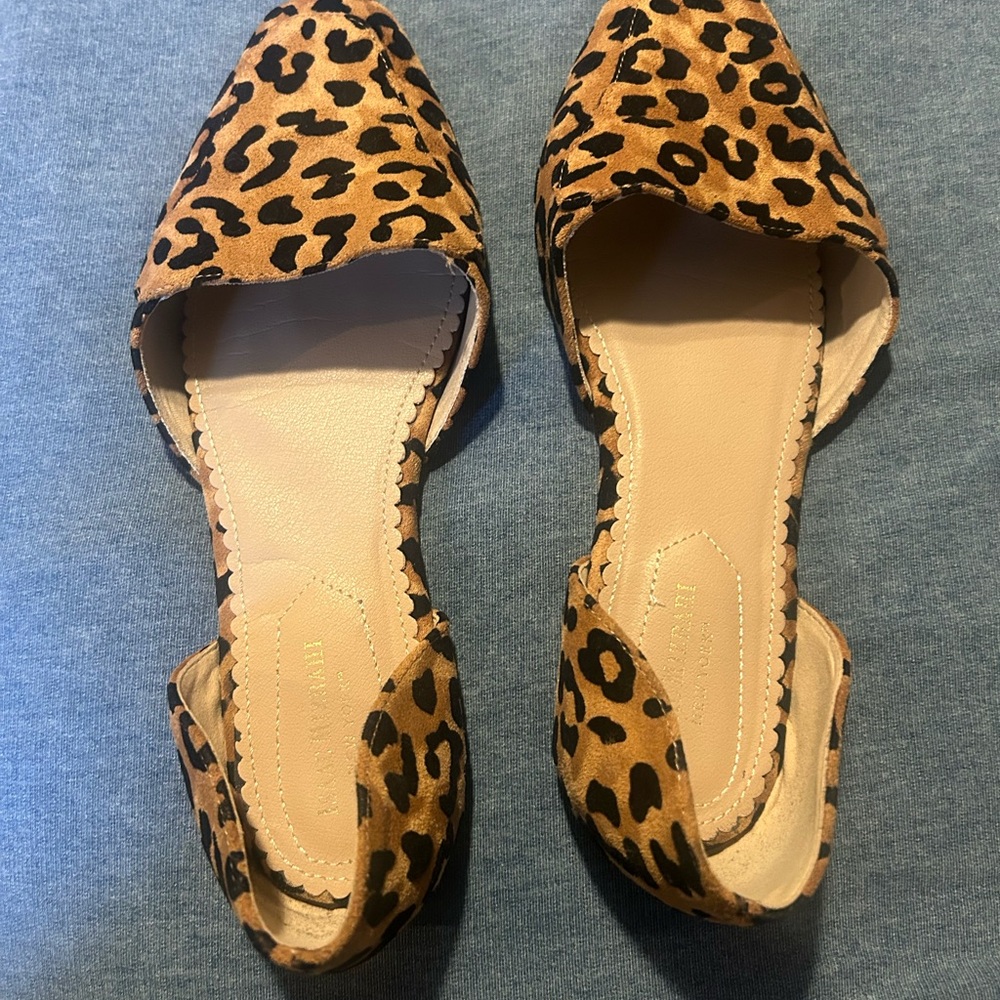 Isaac Mizrahi Tan and Black Leopard Flats